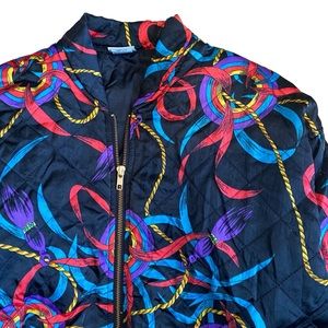 ASR Vintage All Over Print Quilted Bomber Jacket Small Windbreaker 80s 90s Nylon
